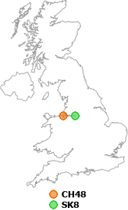 map showing distance between CH48 and SK8