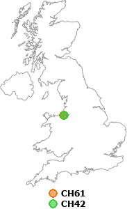 map showing distance between CH61 and CH42