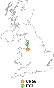 map showing distance between CH66 and FY2