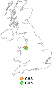 map showing distance between CH8 and CH5