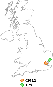 map showing distance between CM11 and IP9