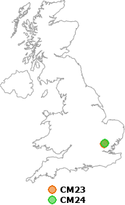 map showing distance between CM23 and CM24