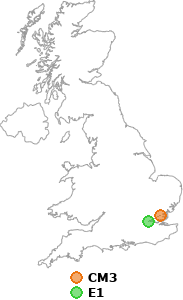 map showing distance between CM3 and E1