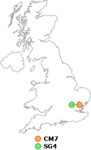 map showing distance between CM7 and SG4