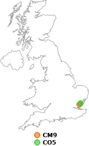 map showing distance between CM9 and CO5