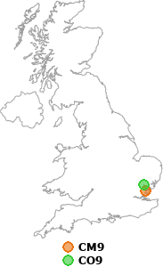 map showing distance between CM9 and CO9