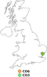 map showing distance between CO6 and CO3