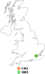 map showing distance between CR2 and SM1