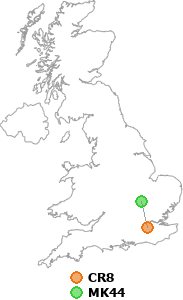 map showing distance between CR8 and MK44