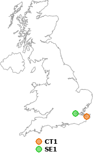 map showing distance between CT1 and SE1