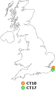 map showing distance between CT10 and CT17