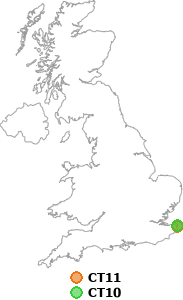 map showing distance between CT11 and CT10