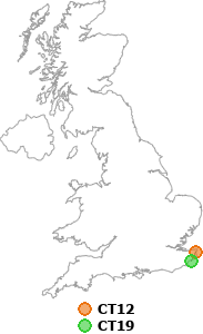 map showing distance between CT12 and CT19