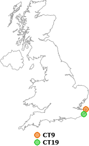 map showing distance between CT9 and CT19