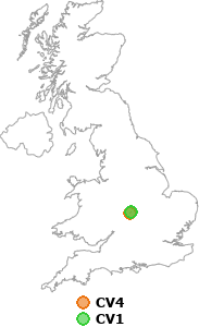 map showing distance between CV4 and CV1