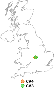 map showing distance between CV4 and CV3