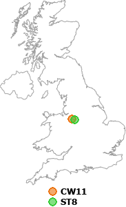 map showing distance between CW11 and ST8