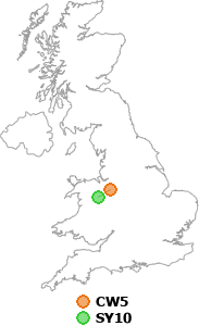 map showing distance between CW5 and SY10