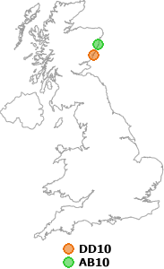 map showing distance between DD10 and AB10