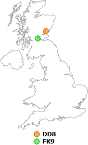 map showing distance between DD8 and FK9