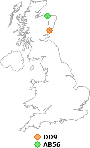 map showing distance between DD9 and AB56