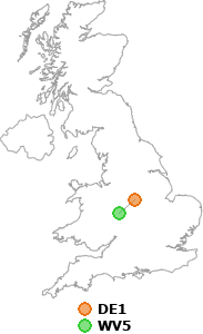 map showing distance between DE1 and WV5