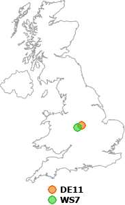 map showing distance between DE11 and WS7