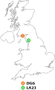 map showing distance between DG6 and LA23