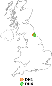 map showing distance between DH1 and DH6