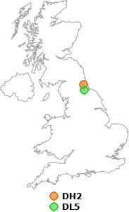 map showing distance between DH2 and DL5