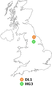 map showing distance between DL1 and HG3