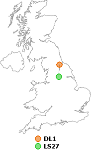 map showing distance between DL1 and LS27