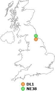 map showing distance between DL1 and NE38