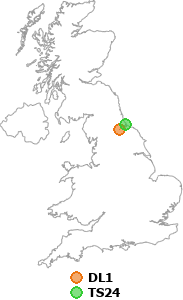 map showing distance between DL1 and TS24