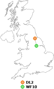 map showing distance between DL2 and WF10