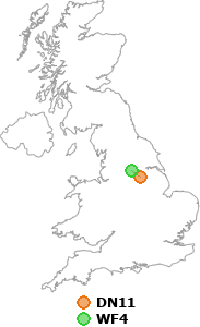 map showing distance between DN11 and WF4