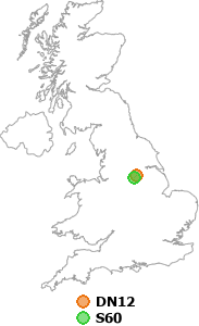 map showing distance between DN12 and S60