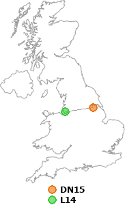 map showing distance between DN15 and L14