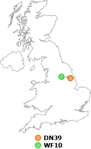 map showing distance between DN39 and WF10