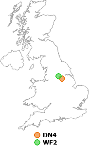 map showing distance between DN4 and WF2