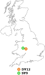 map showing distance between DY12 and SY9