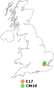 map showing distance between E17 and CM18