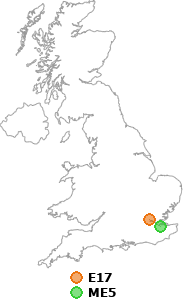 map showing distance between E17 and ME5