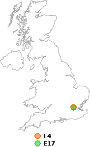 map showing distance between E4 and E17