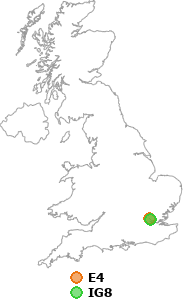 map showing distance between E4 and IG8