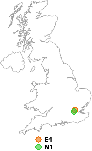 map showing distance between E4 and N1