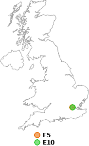 map showing distance between E5 and E10