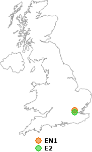 map showing distance between EN1 and E2