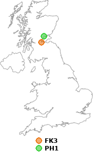 map showing distance between FK3 and PH1