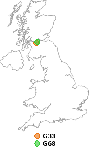 map showing distance between G33 and G68